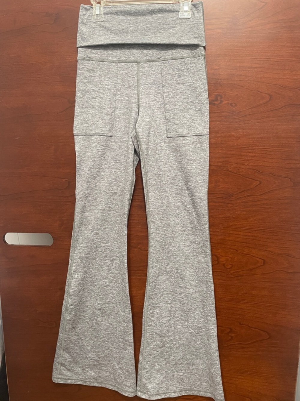 aerie Gray Fold-Over Waist Flare Leggings - Picture 1 of 5